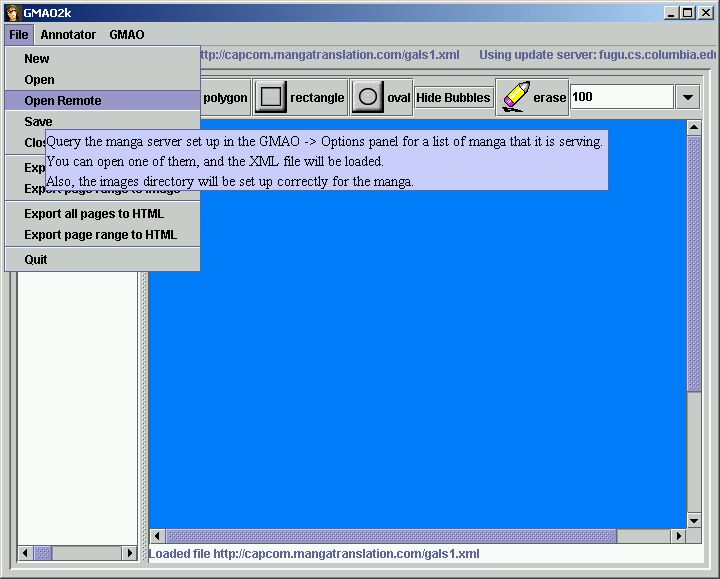 Screenshot of Open Remote Menu
Item