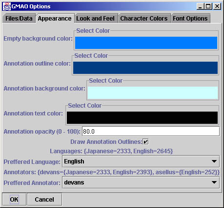 GMAO Appearance options