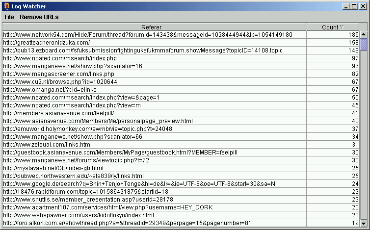 LogTracker screen shot.